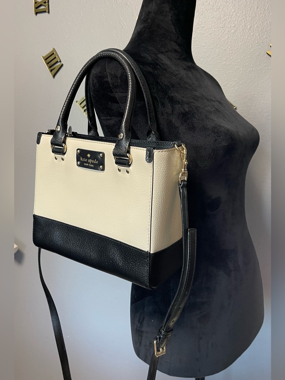 kate spade Black & Cream Two-Tone Structured Satchel